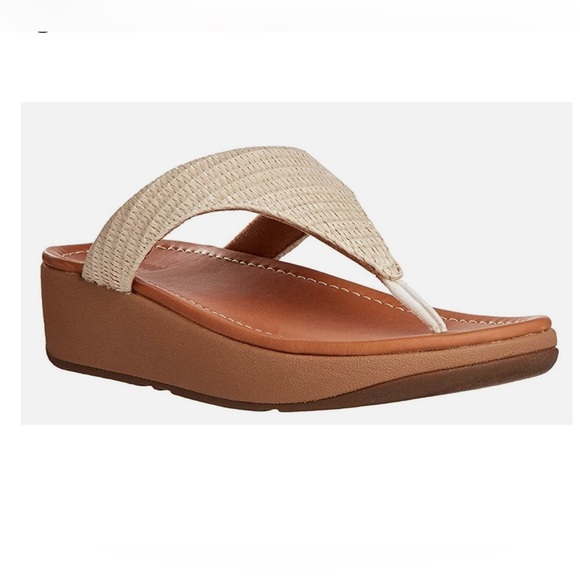 Fitflop Imogen Basket Weave Thong Slip-on Wedge Sandals Size: 7 - Picture 1 of 14
